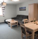 Chata Demänovská Dolina 3793 - apartmán Apartmán Deluxe De lux  (44 m&amp;sup2;): 1 x dvoulůžkový pokoj (1 x  manželská postel), Vlastní koupelny v pokoji (sprchovací kout, umývadlo, WC v koupelně), bez balkonu, bez terasy, LCD, wifi (bezdrátové) připojení, internet zdarma, ručníky 2, parkovací místo,  + 2 x přistýlka  (2 x rozkládací gauč, společenská místnost ), společenská místnost propojená s kuchyňkou (LCD, CD-přehrávač, DVD-přehrávač, krb, internet zdarma, wifi (bezdrátové) připojení, rychlovarná konvice), kuchyňka (Lednička s výparníkem, rýchlovarná konvice, kávovar, sklokeramická varná deska, elektrická trouba na pečení, mikrovlnka), koupelna (sprchovací kout, WC v koupelně, umyvadlo), koupelna (samostatné WC, umyvadlo), společný vchod s jiným pokojem nebo apartmánem